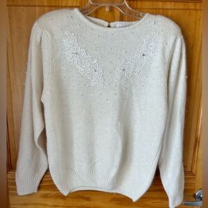 Extra Energy By de Rotchild Womens Cream Knit Pullover Size L